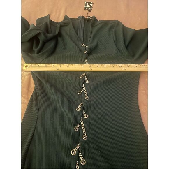 NWT Shane Justin Green Chain Lace Up mini  Dress 2XL Party - Picture 5 of 16